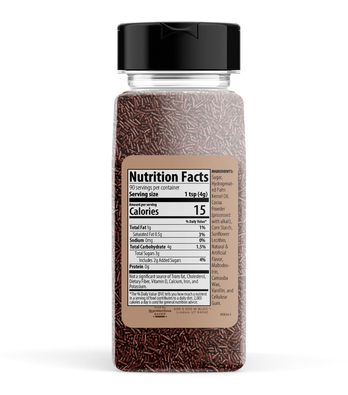 Unpretentious chocolate sprinkles closeup highlights crunchy sweetness ideal for desserts