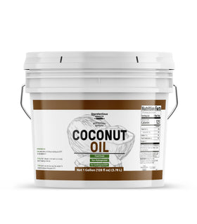 Unpretentious Coconut Oil in a 1-gallon bucket, resealable for long-term storage and versatility.
