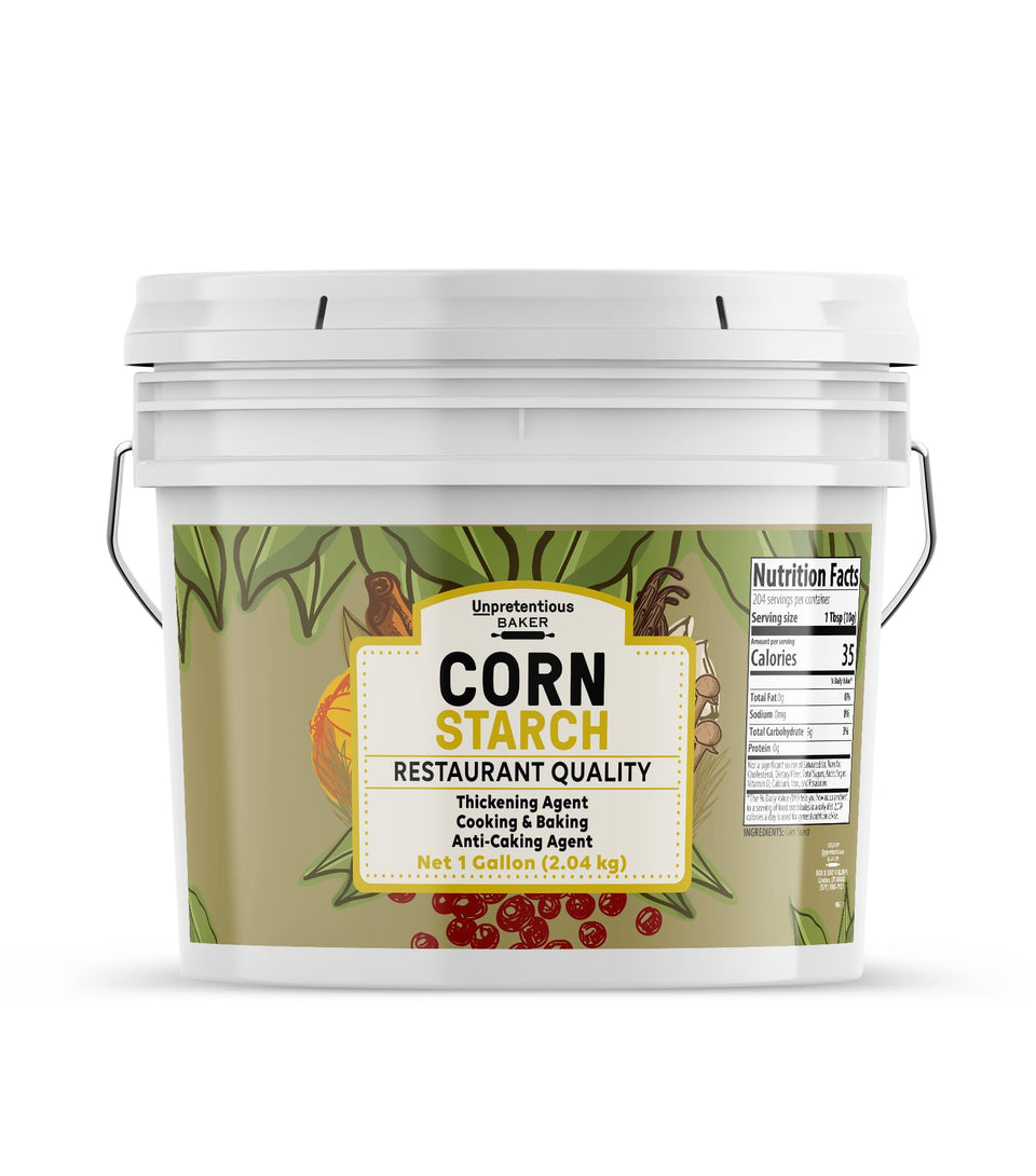 Unpretentious corn starch bulk bucket pour facilitates easy portioning for cooking and cleaning.