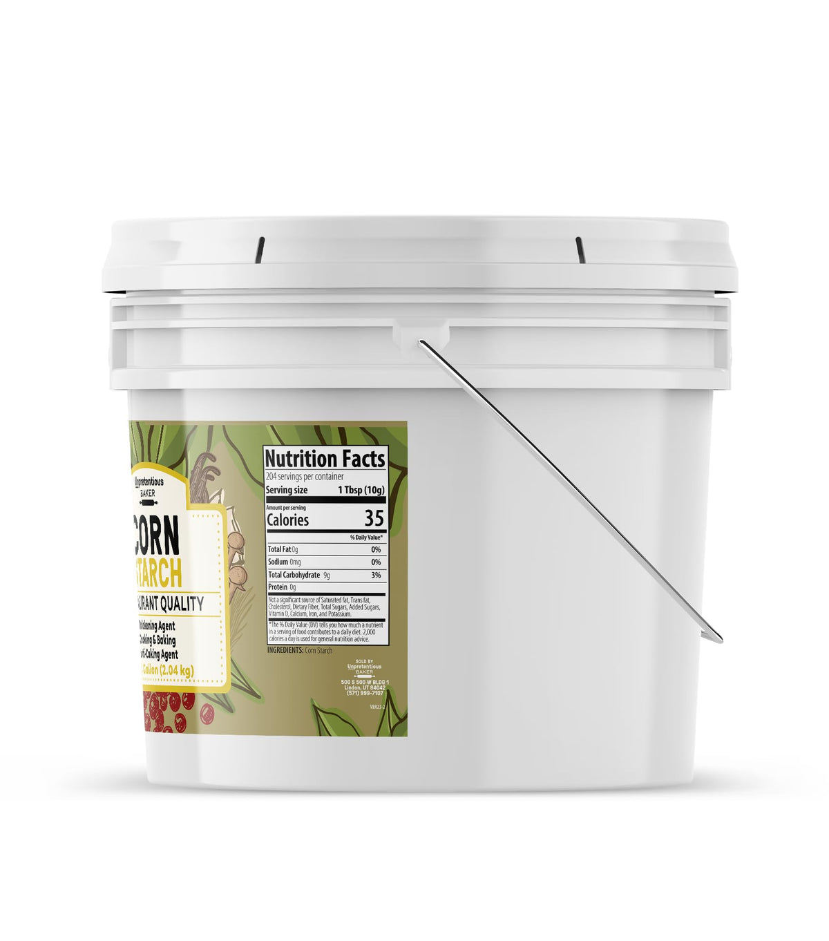 Unpretentious corn starch bulk bucket powder texture ready for bulk baking and sauce thickening.