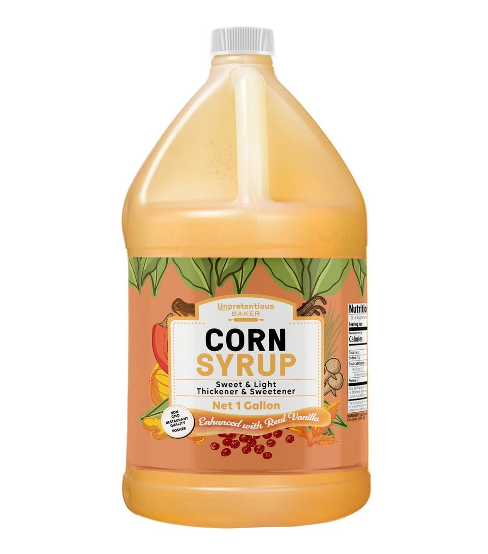 Unpretentious corn syrup bottle pour for smooth glaze and sweetness.