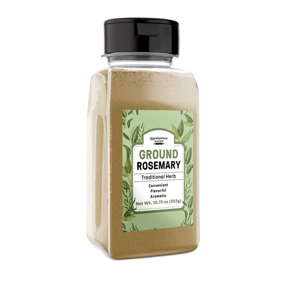 Unpretentious Ground Rosemary shaker jar ready for easy seasoning on the counter