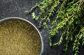 Unpretentious Ground Thyme stirred into a comforting soup bowl.