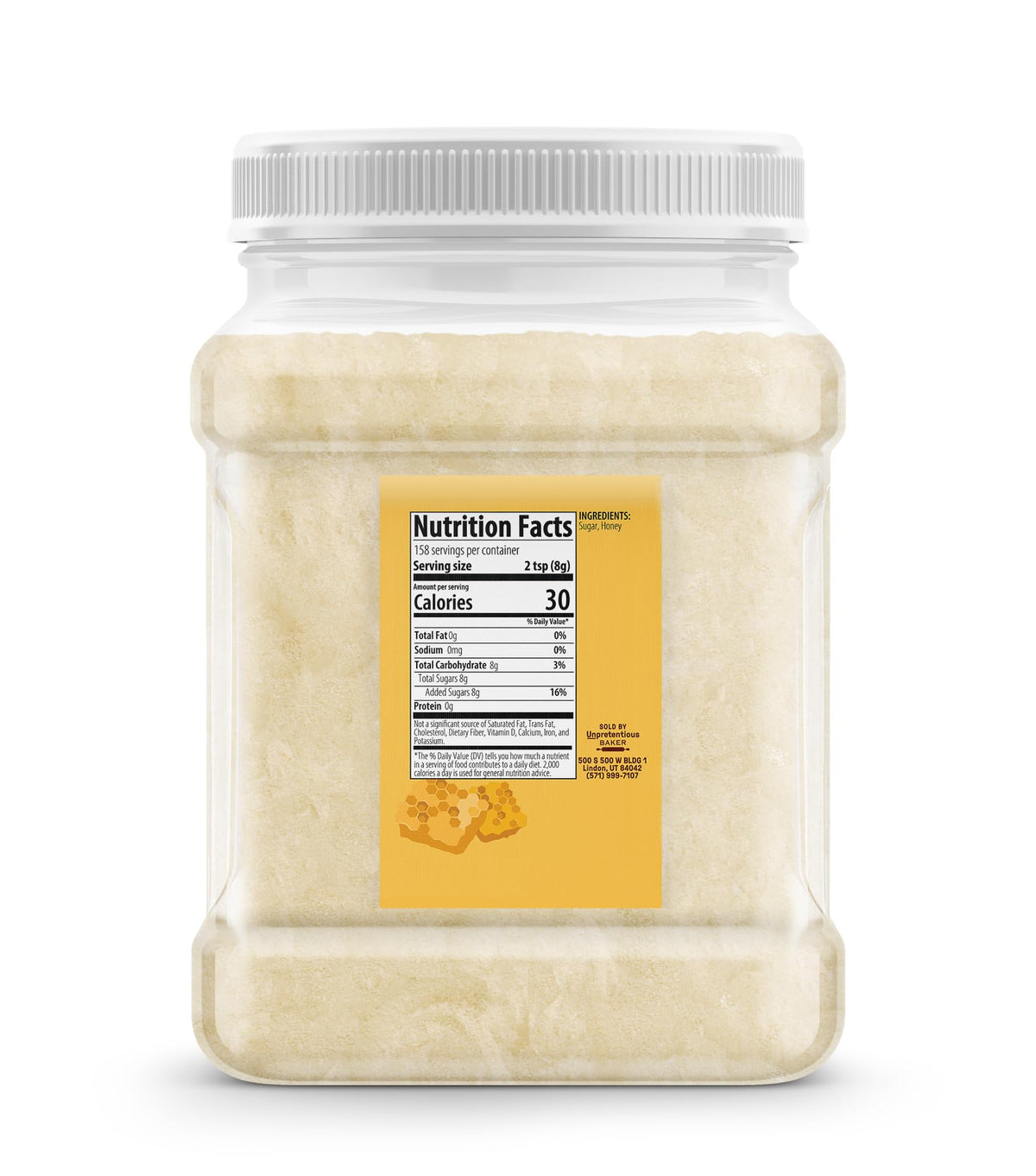 Scoop of Unpretentious Honey Powder for precise recipe measurement.