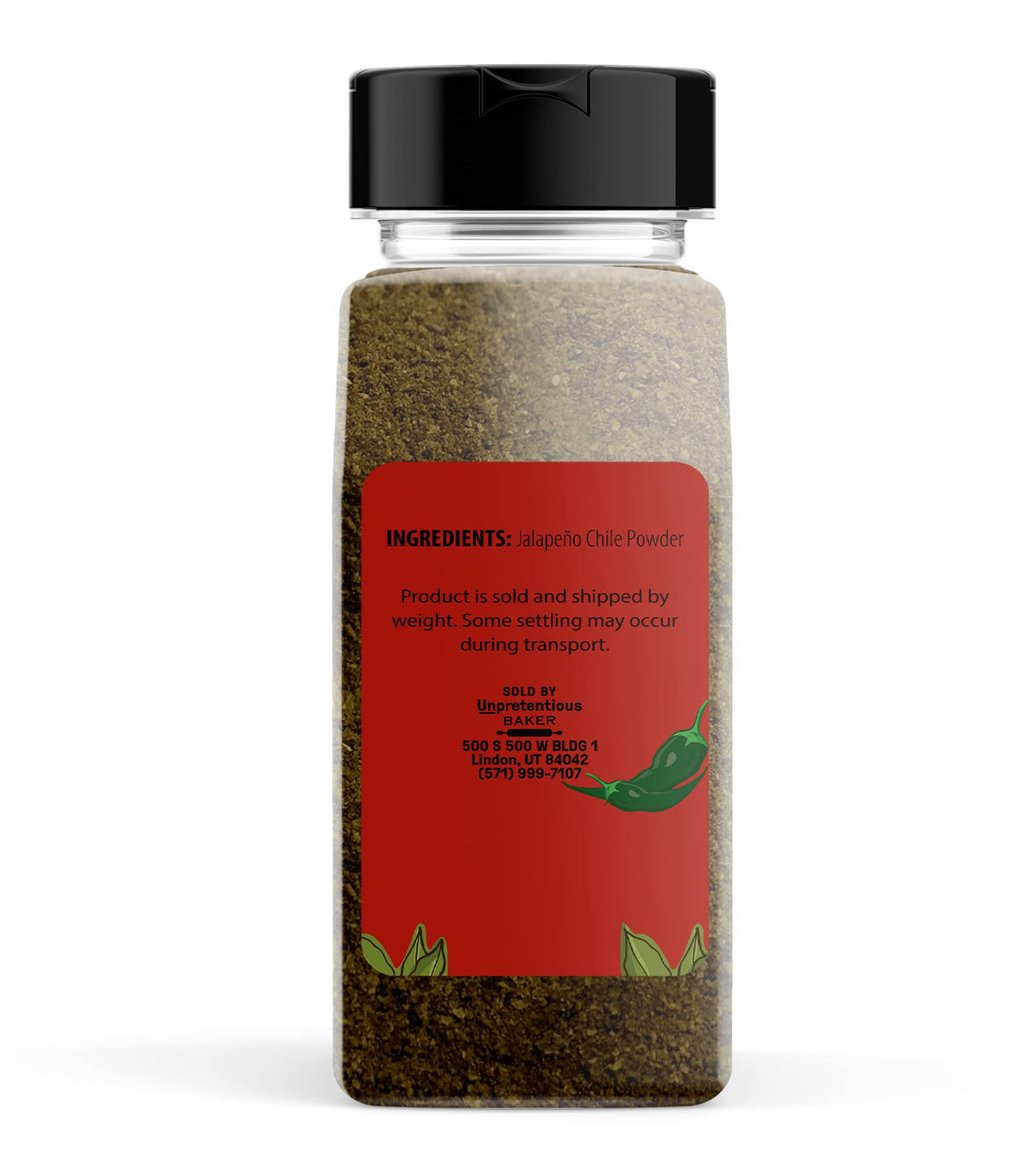 Close-up of shaker top with Unpretentious jalapeno powder for easy sprinkling