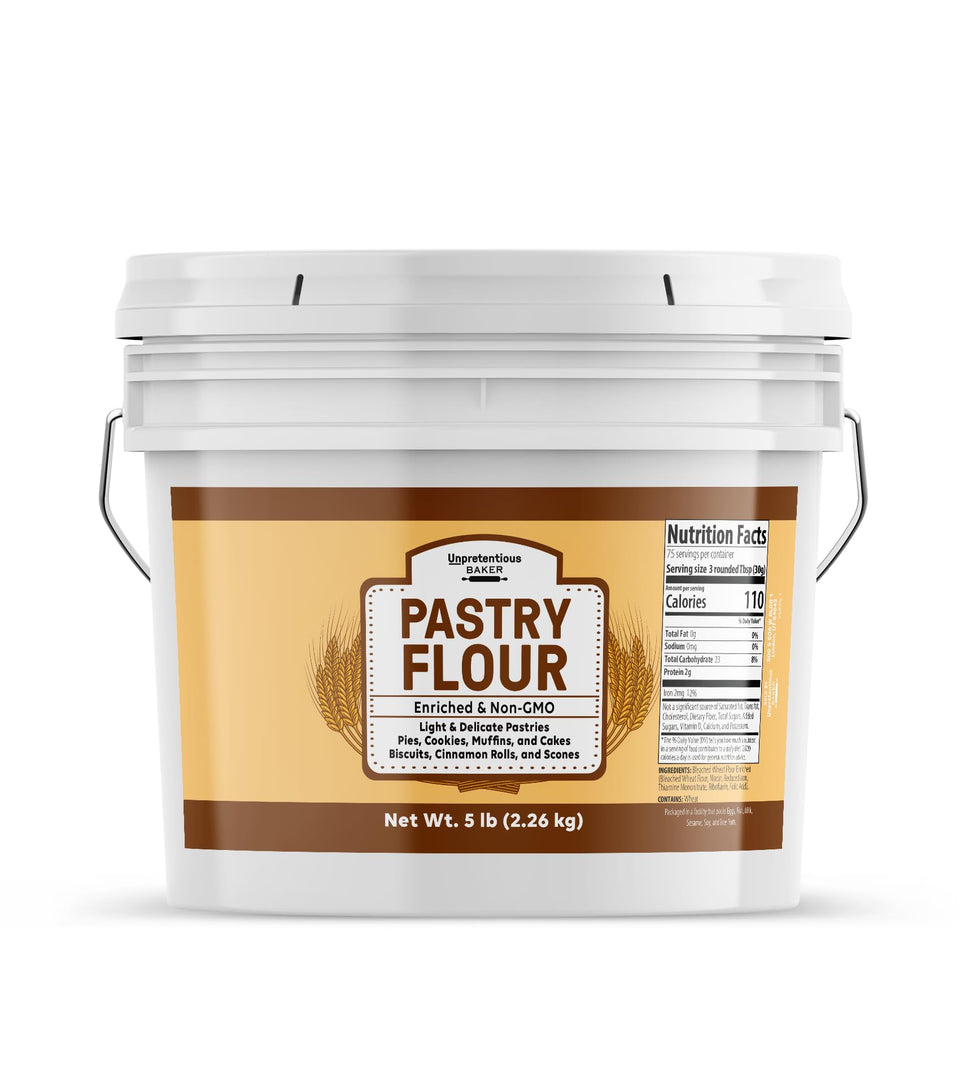 Unpretentious Pastry Flour 5lb bag ready for flaky pastries.