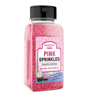 Unpretentious Pink Sprinkles for cake decoration with gluten-free color.