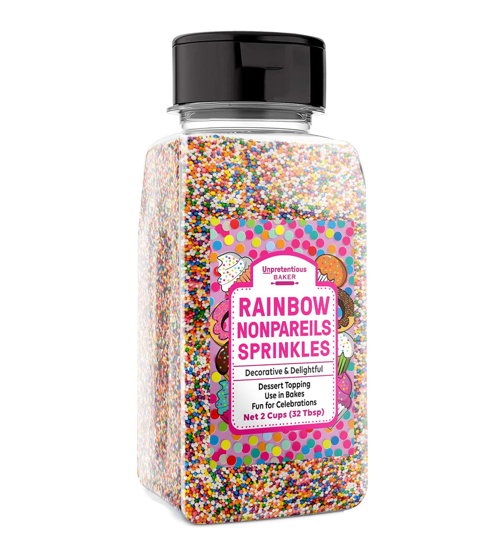 Unpretentious Rainbow Nonpareils sprinkles in a jar for vibrant cupcakes