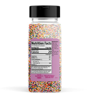 Unpretentious Rainbow Nonpareils on a shaker bottle for easy decoration