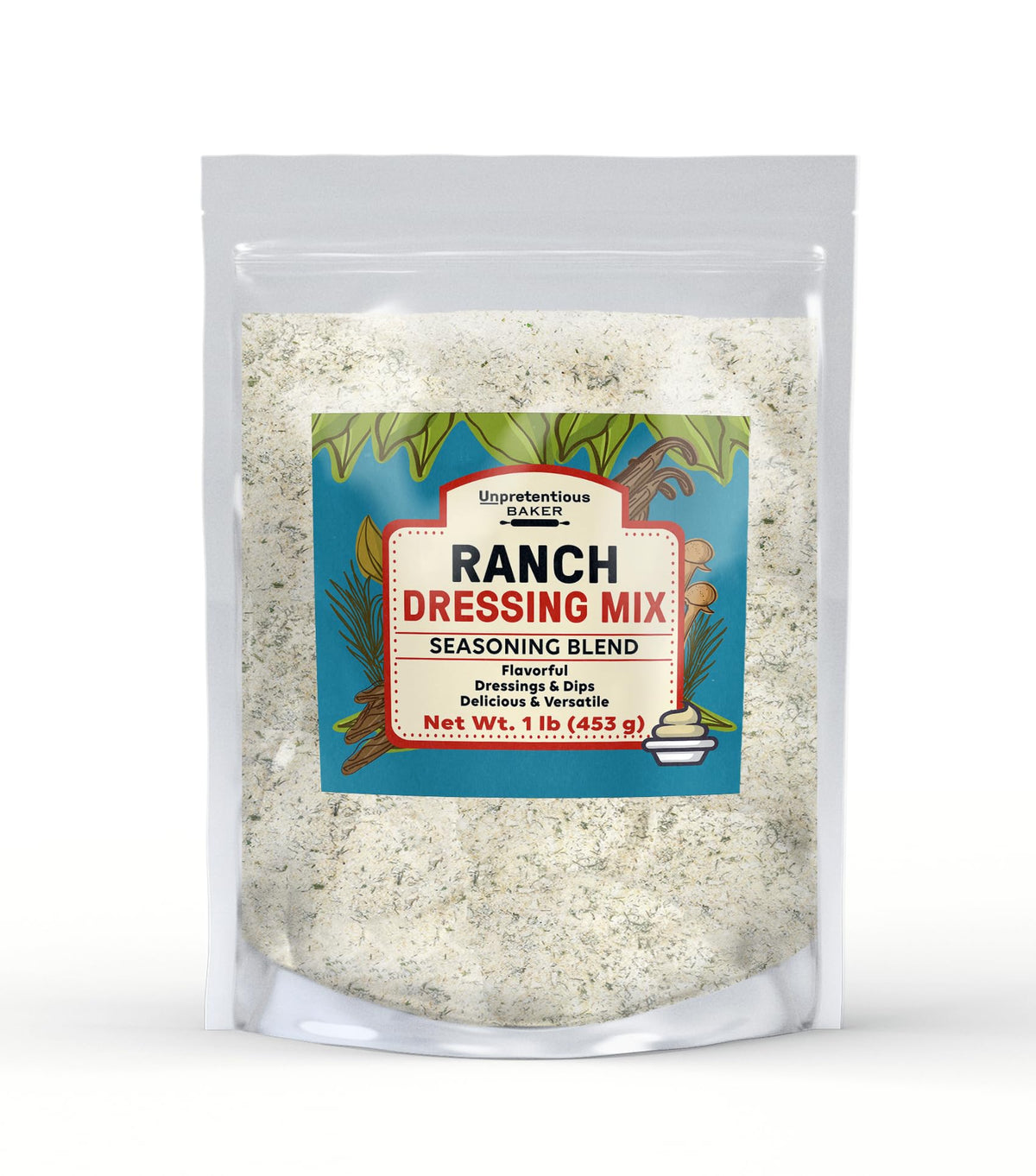 Unpretentious Ranch Dressing Mix packaging for quick, flavorful dips and dressings.