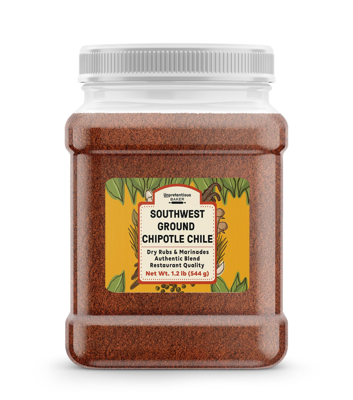 Unpretentious Southwest Chipotle Chile jar closeup shows bold aroma for Tex-Mex cooking