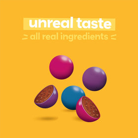 UNREAL colors from nature beets spirulina showcase natural pigment for vibrant snacks.