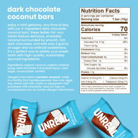 UNREAL dark chocolate coconut bars in the sampler, toasted coconut notes.