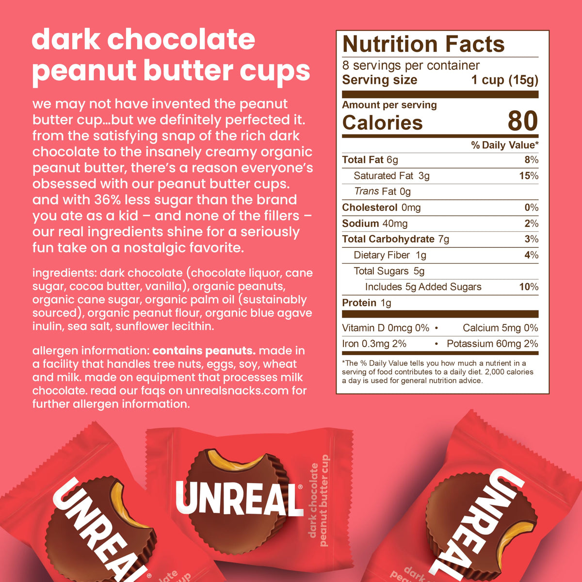 UNREAL dark chocolate peanut gems in the sampler, bold and indulgent.