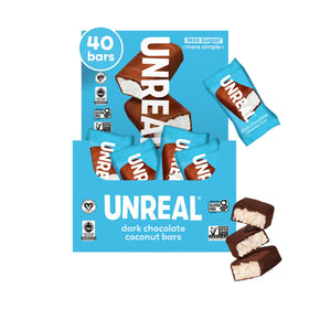 UNREAL dark chocolate coconut bars pack of 40 mini servings for convenient snacking