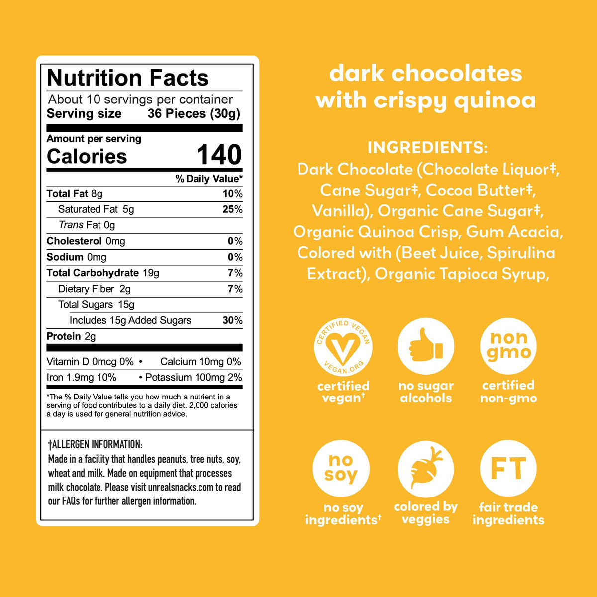 UNREAL less sugar claim visual hints at 23 percent reduction.
