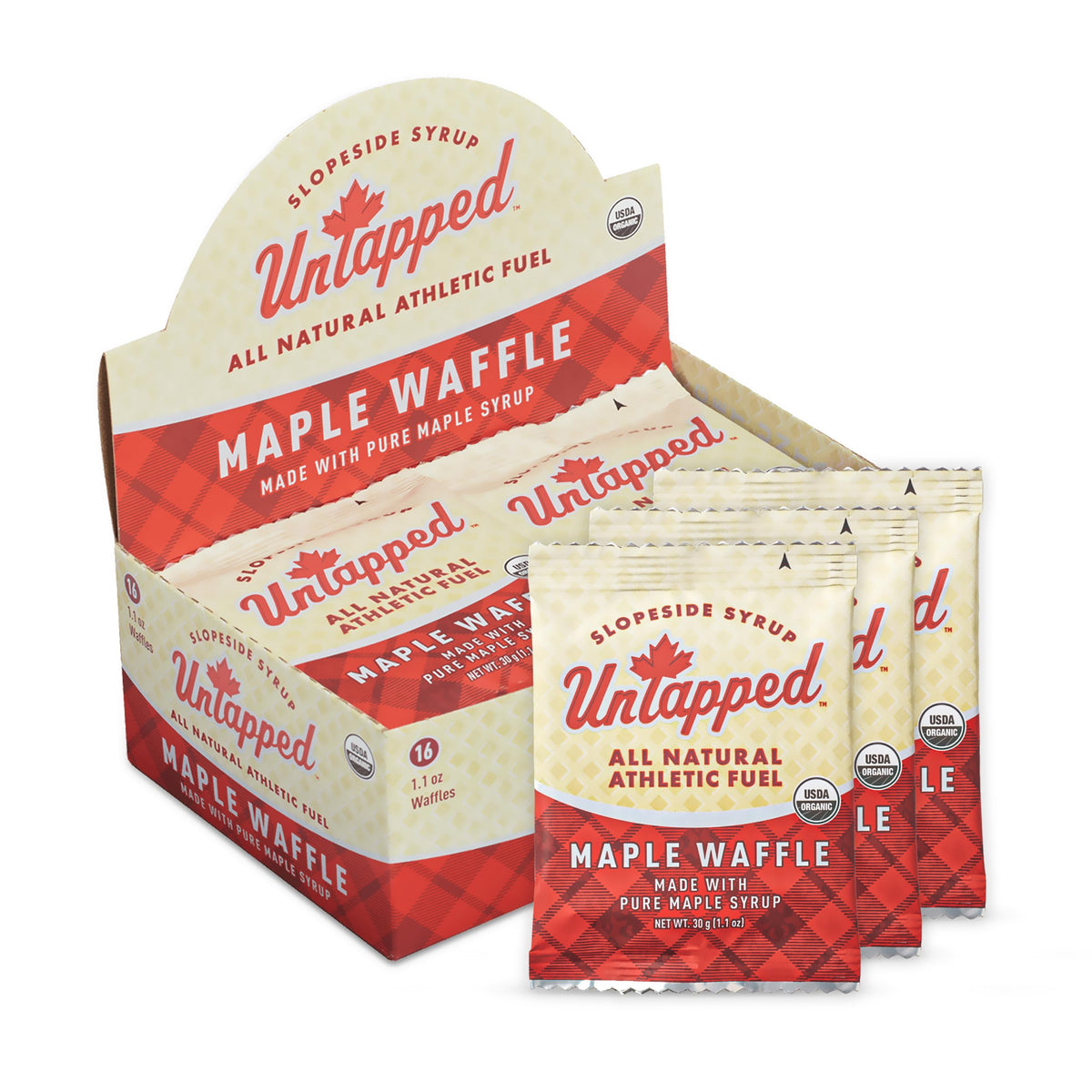 Untapped Maple Organic Waffles, 16-count box, real maple aroma for on-the-go energy.