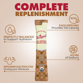 Untapped maple syrup on-the-go packet provides quick energy and hydration.