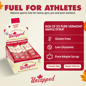 Untapped Vermont maple syrup packet for car trips and mid-day energy
