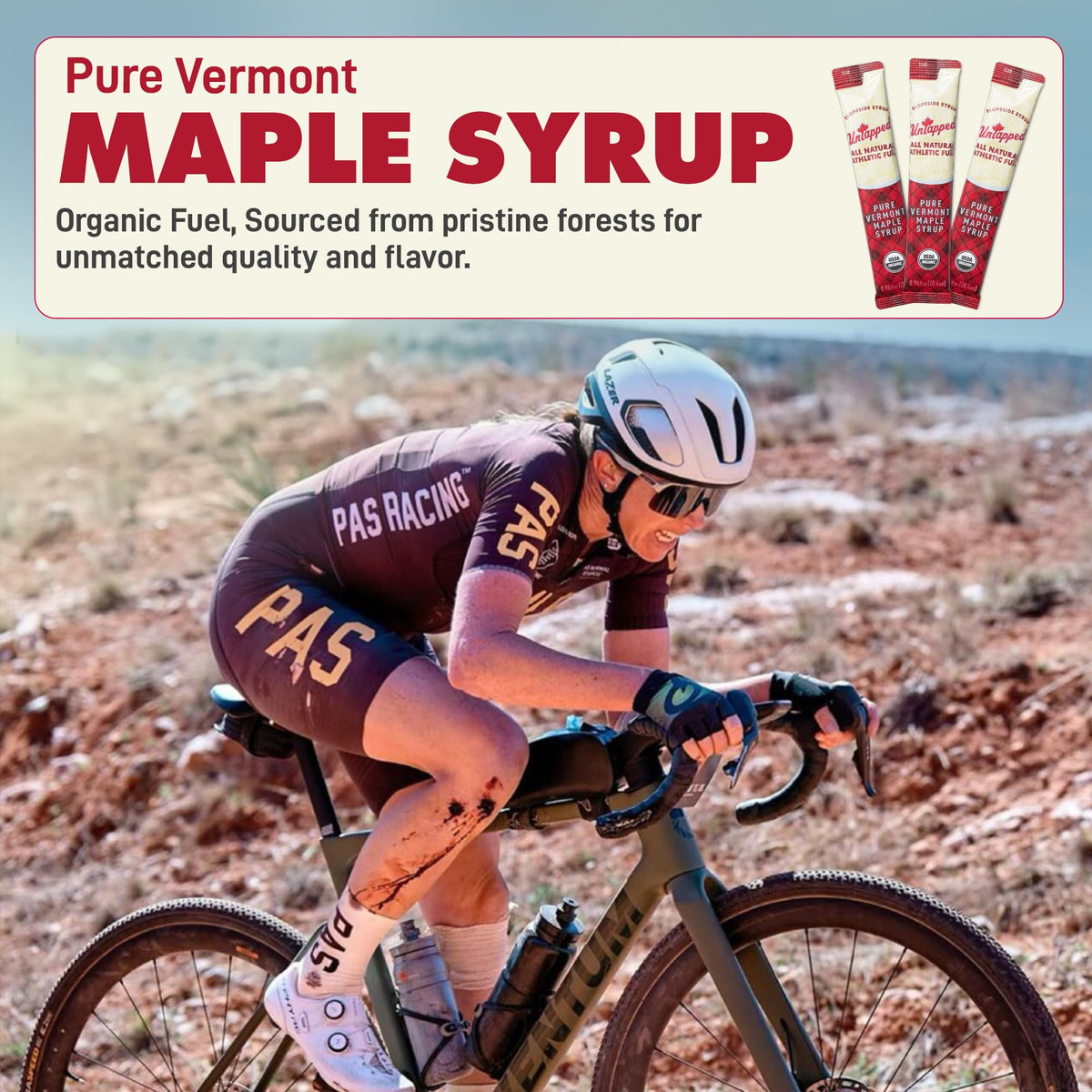 Untapped Vermont maple syrup packet stadium sprint energy for quick bursts