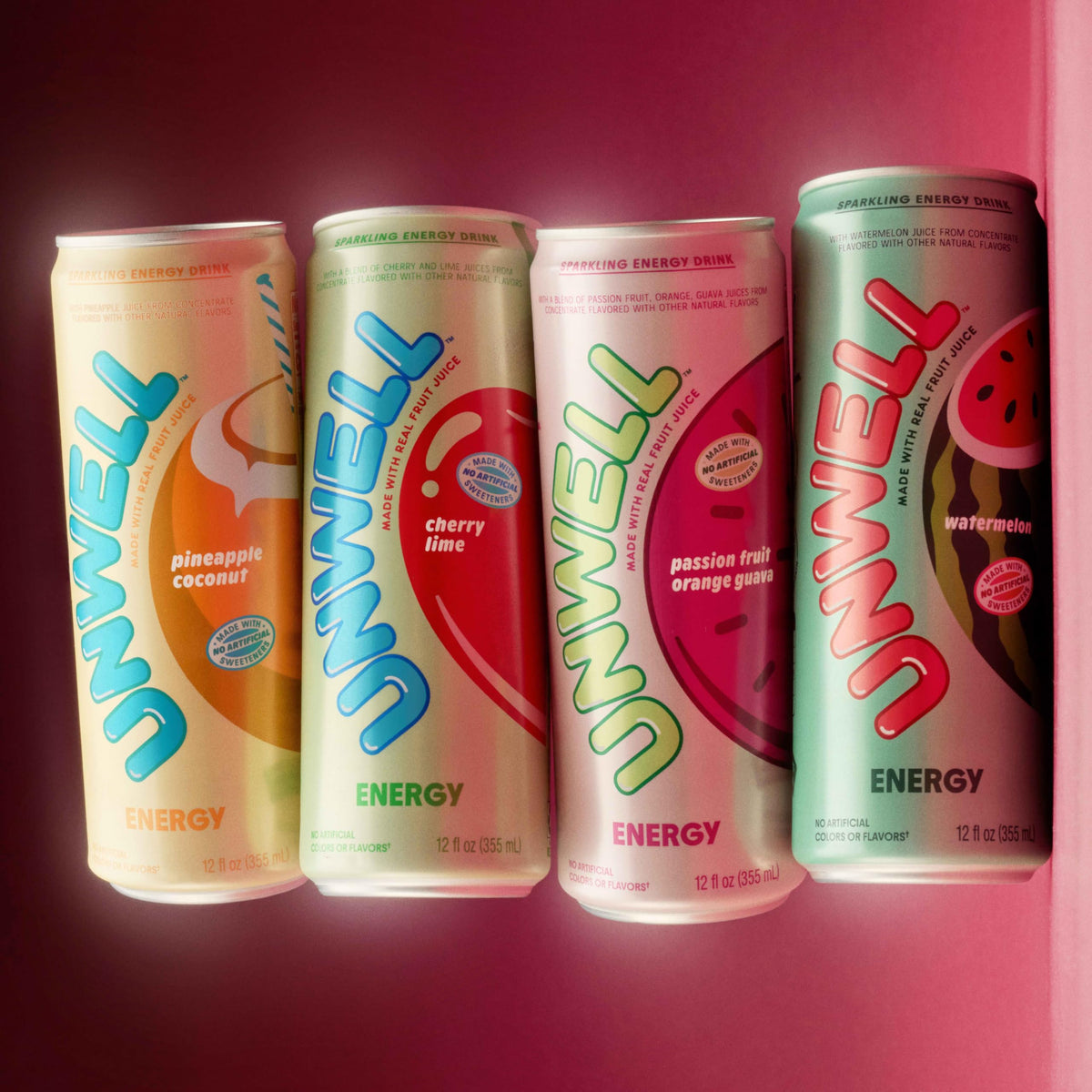 Close-up of Unwell Energy Cherry Lime with real fruit juice visible