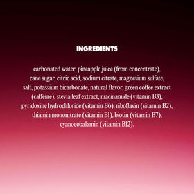 Unwell Energy Pineapple Coconut label closeup showcasing biotin and vitamins