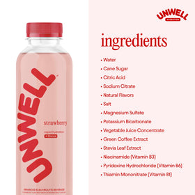Unwell Hydration label closeup highlighting natural flavors and colors.