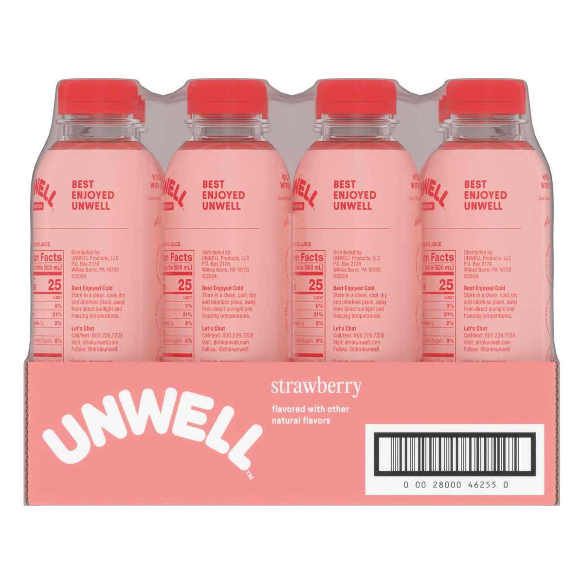 Unwell Hydration packaging display illustrating on-the-go hydration options.