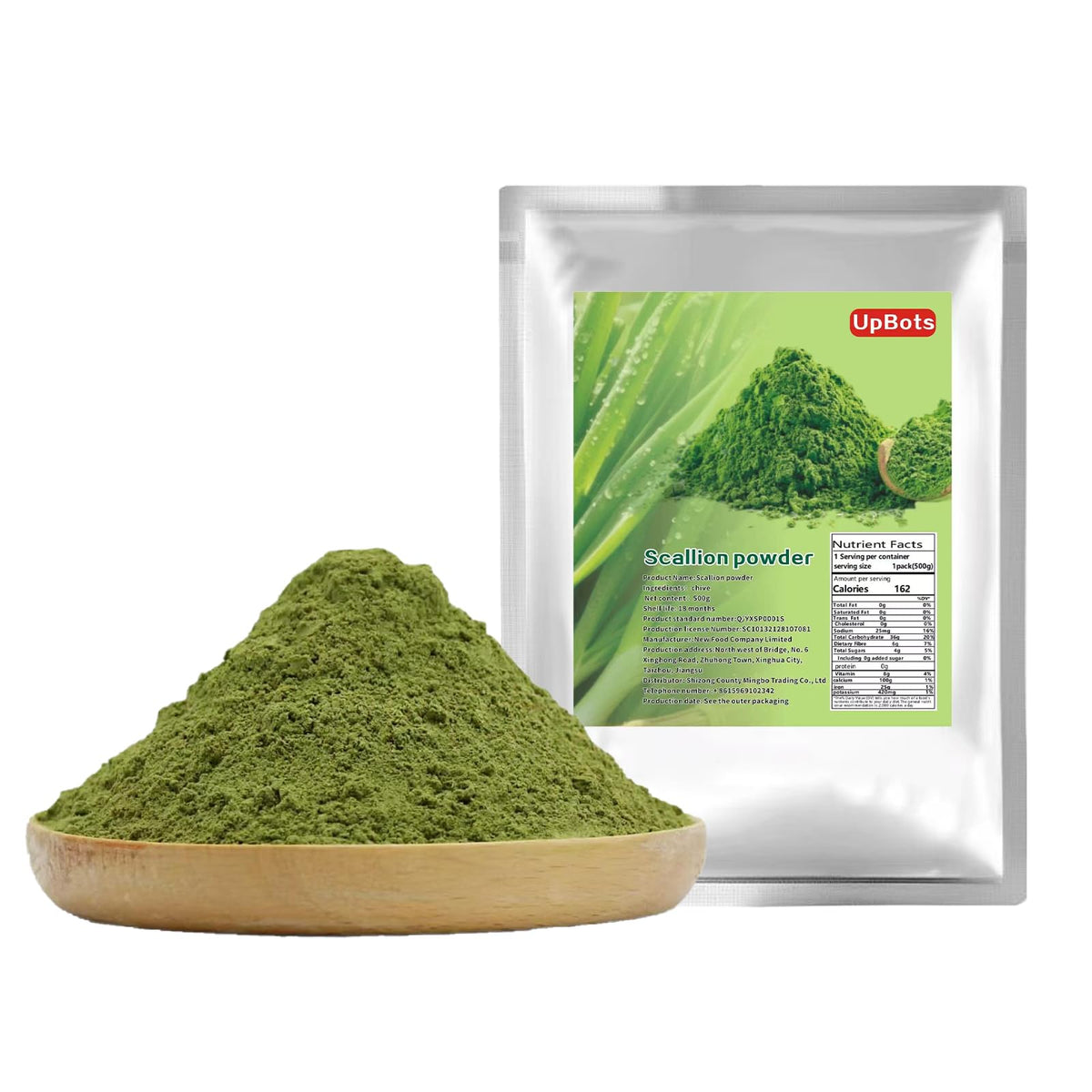 UpBots scallion powder dusting over a dish for savory lift.