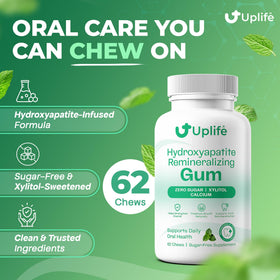 Close-up of gum pieces highlighting mint flavor and sugar-free formula