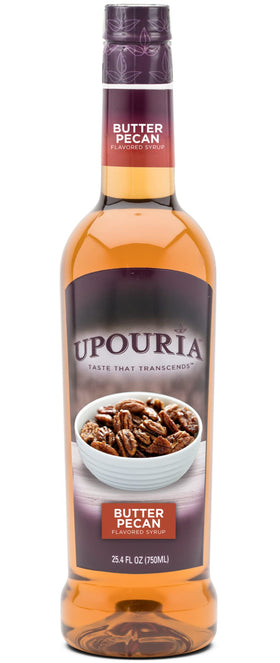 Upouria Butter Pecan Coffee Syrup pump for easy dispensing.