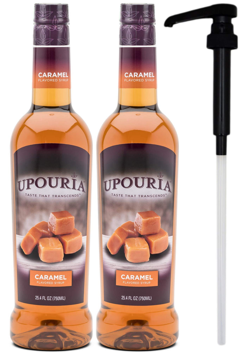 Upouria caramel coffee syrup two 750ml bottles for versatile beverages