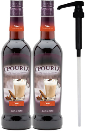 Upouria Chai Syrup bottle front for cafe-grade flavor.