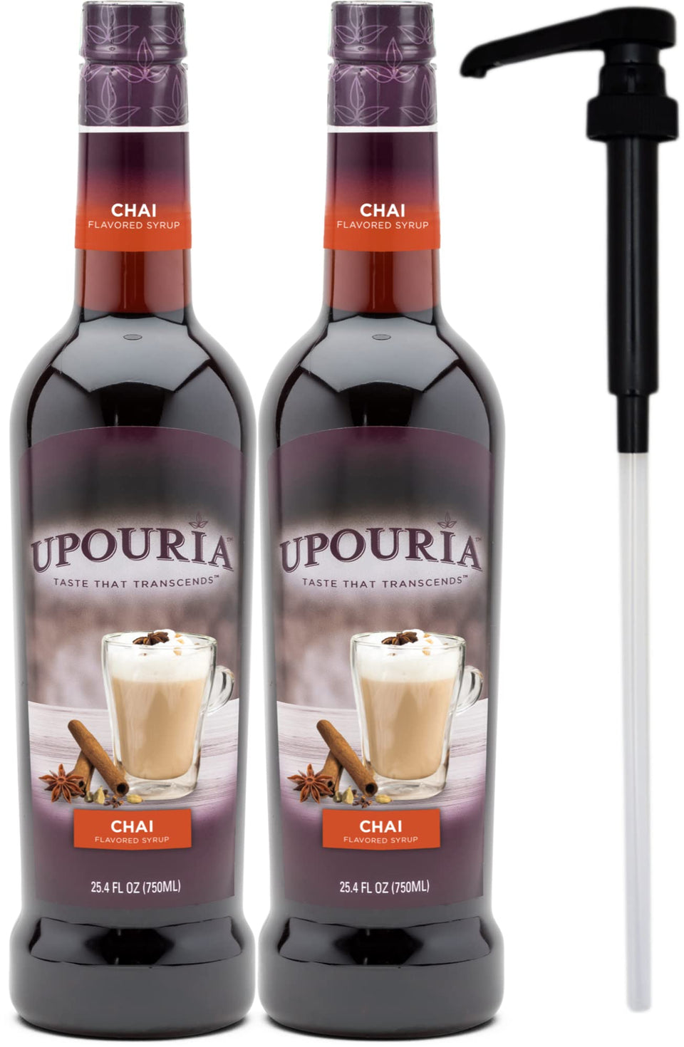 Upouria Chai Syrup bottle front for cafe-grade flavor.