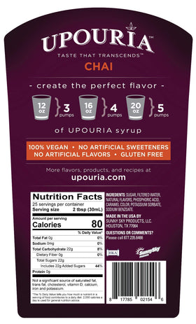 Upouria Chai Syrup dessert topping pairing suggestion.