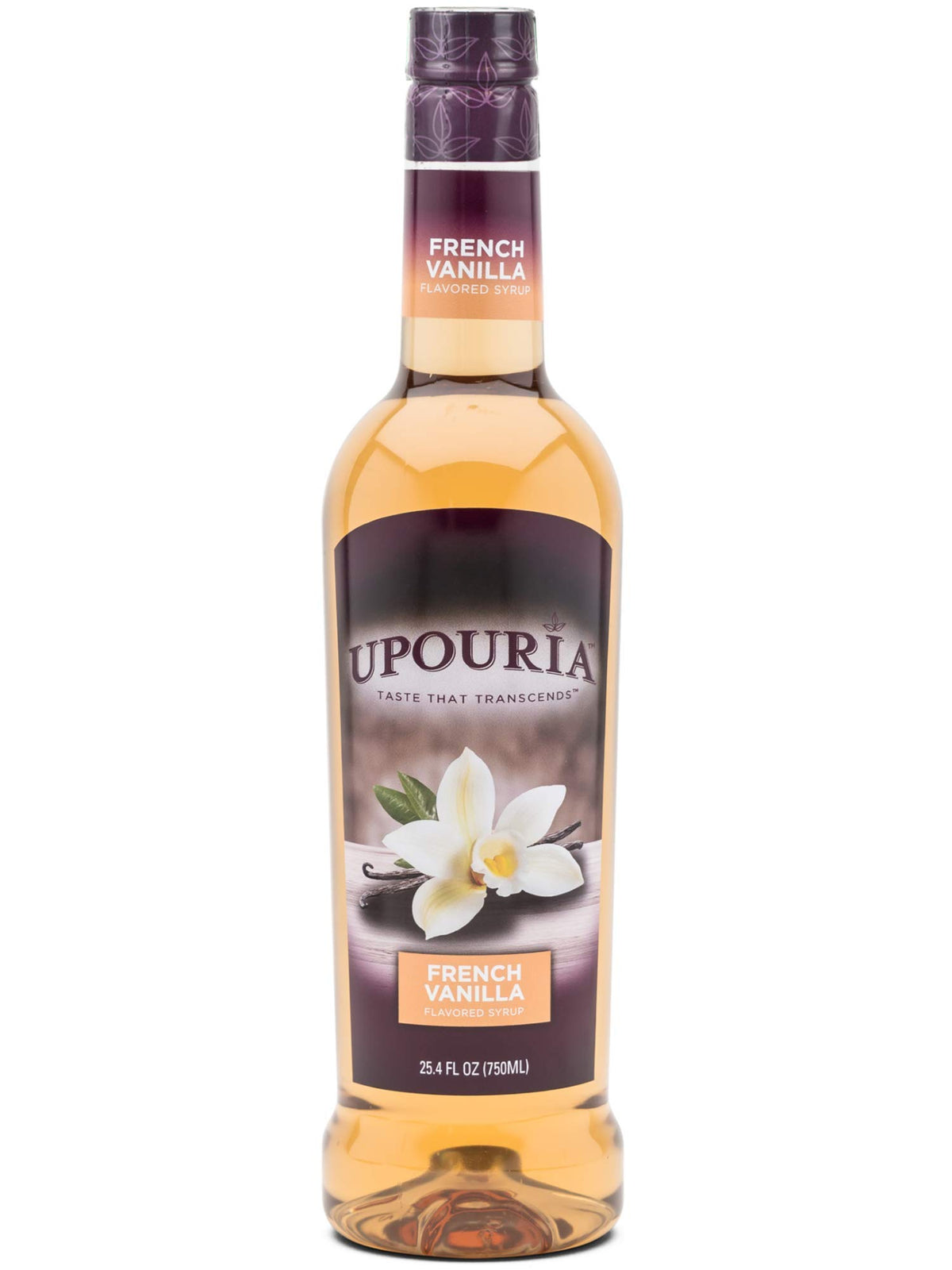 Upouria French Vanilla coffee syrup pump enables mess-free dispensing.