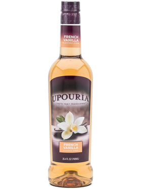Upouria French Vanilla coffee syrup pump enables mess-free dispensing.