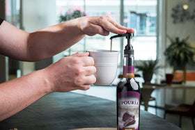 Upouria Mocha Boost syrup caffeine boost enhances morning beverages.