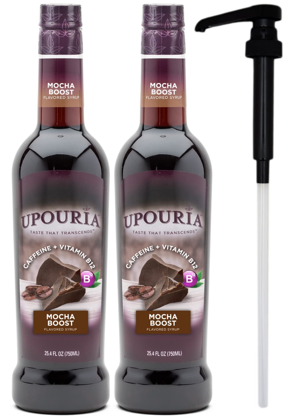 Upouria Mocha Boost syrup bottle-pack ready for homemade coffee flavoring.
