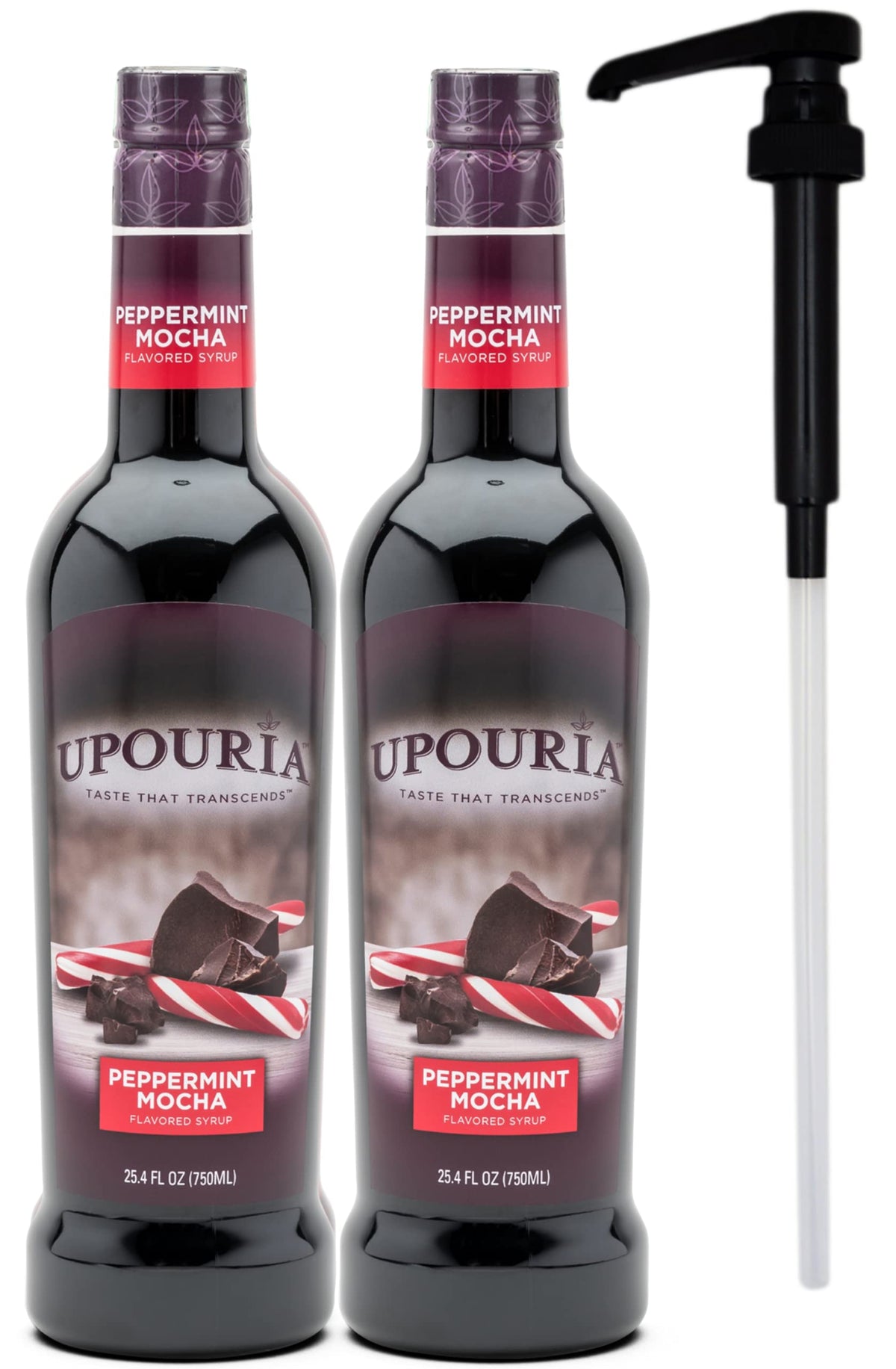 UPOURIA Peppermint Mocha Syrup bundle pack with two 750ml bottles for versatile flavoring