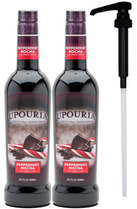 UPOURIA Peppermint Mocha Syrup bundle pack with two 750ml bottles for versatile flavoring