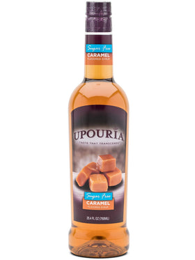 Upouria syrup pump in use for mess-free caramel dispensing