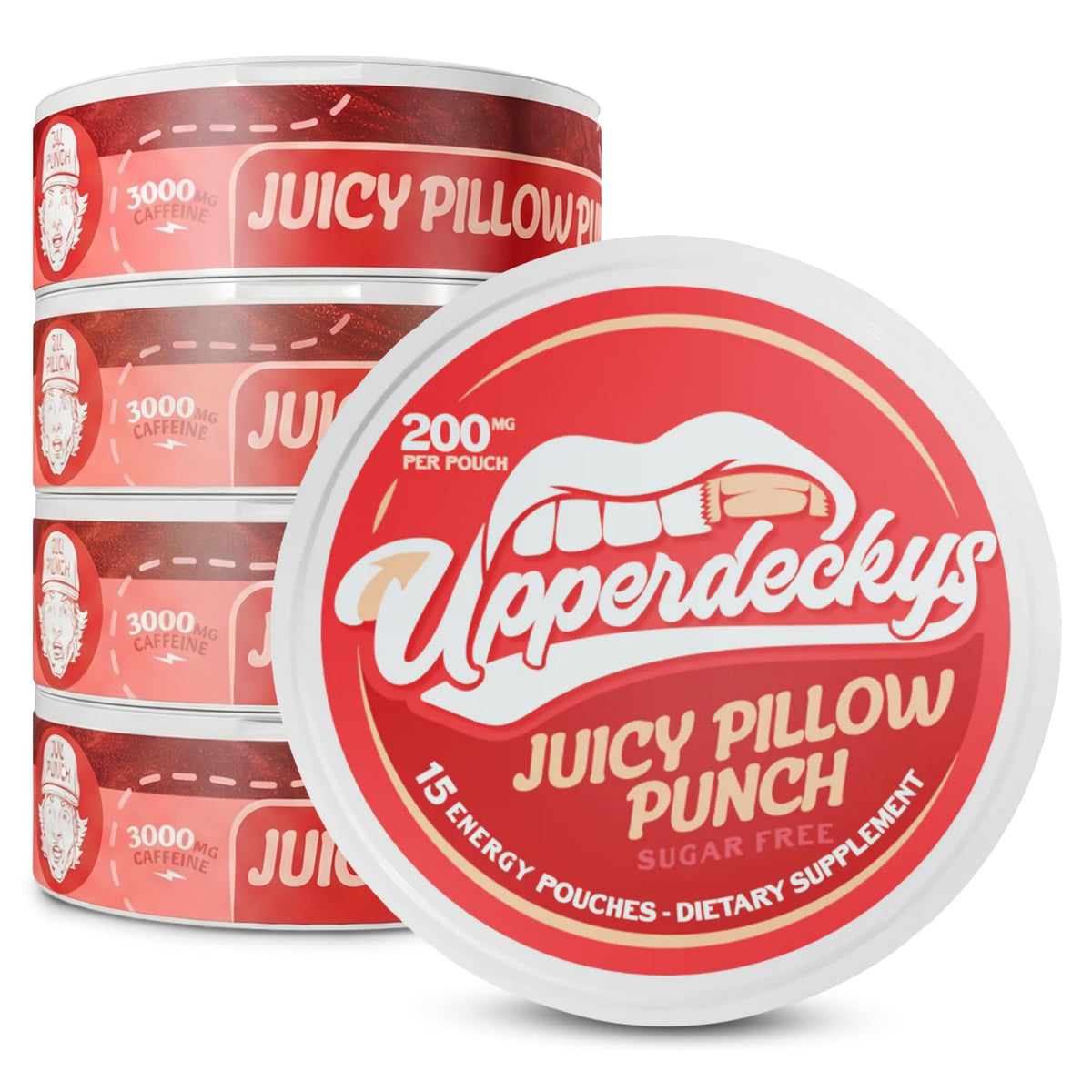 Upperdeckys Caffeine Energy Pouches Juicy Pillow Punch front pack for quick energy