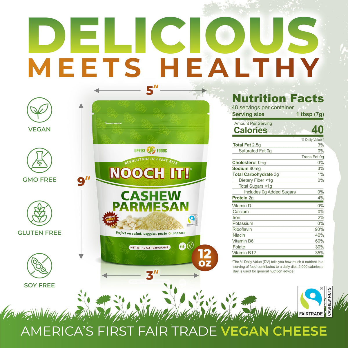Cashew-based NOOCH IT topping adds protein-rich flavor to salads.