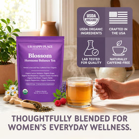 UR Happy Place Hormone Balance tea peppermint leaf for a refreshing aroma.