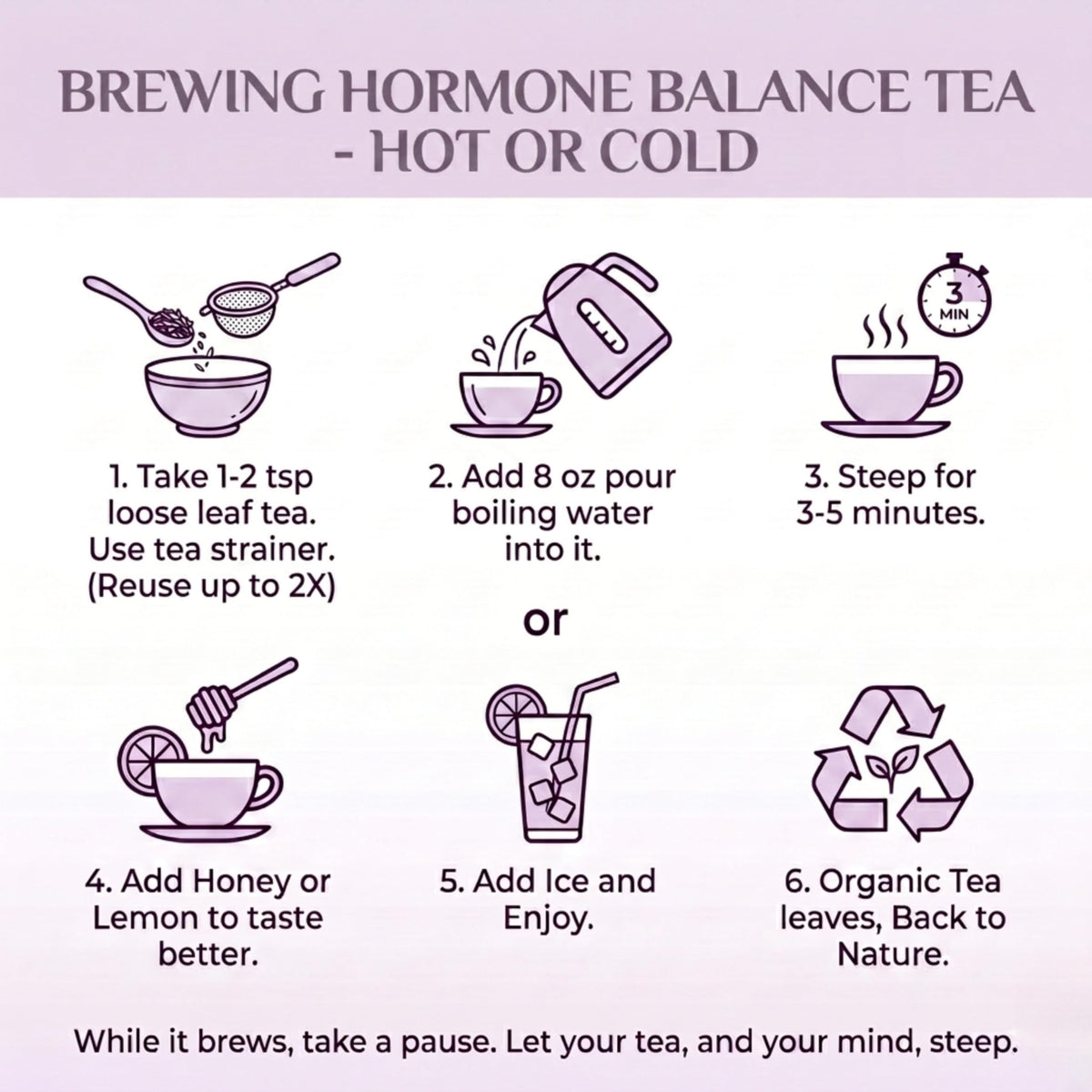UR Happy Place Hormone Balance tea steeping in cup invites calm.