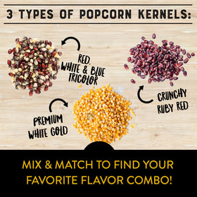 Urban Accents gift box opened to reveal kernels and seasonings.