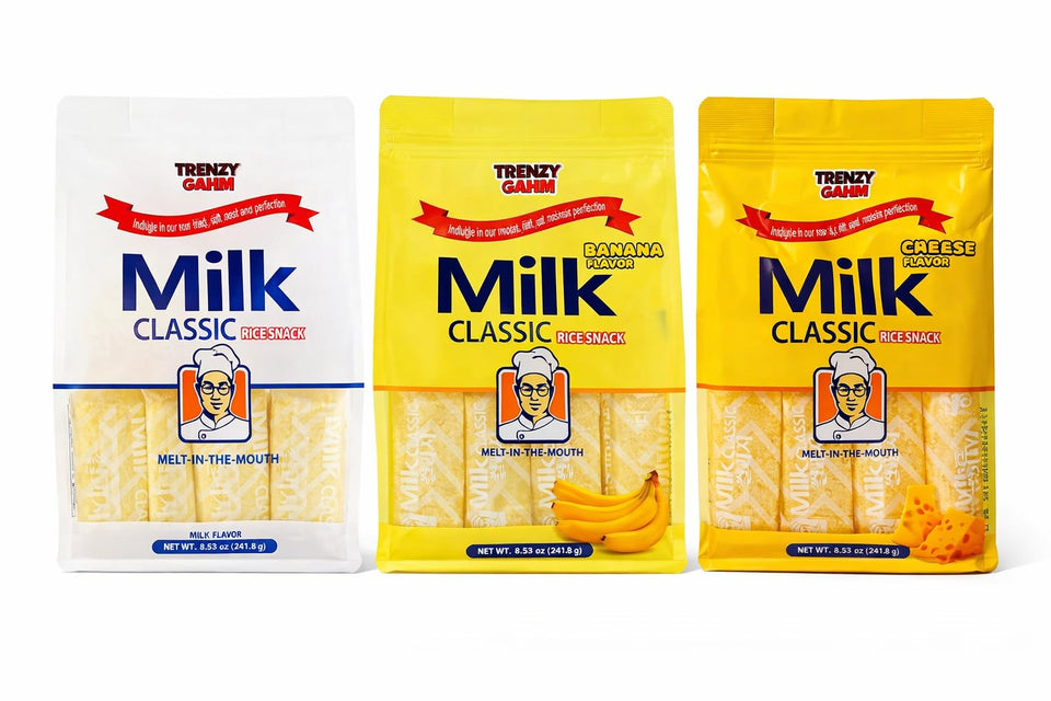 Urban HJ Milk Rice Snack Variety Pack cover with three flavors for on-the-go snacking.