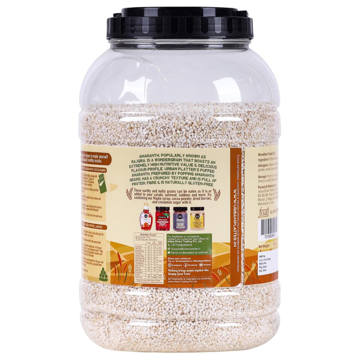 Urban Platter puffed amaranth is naturally gluten-free