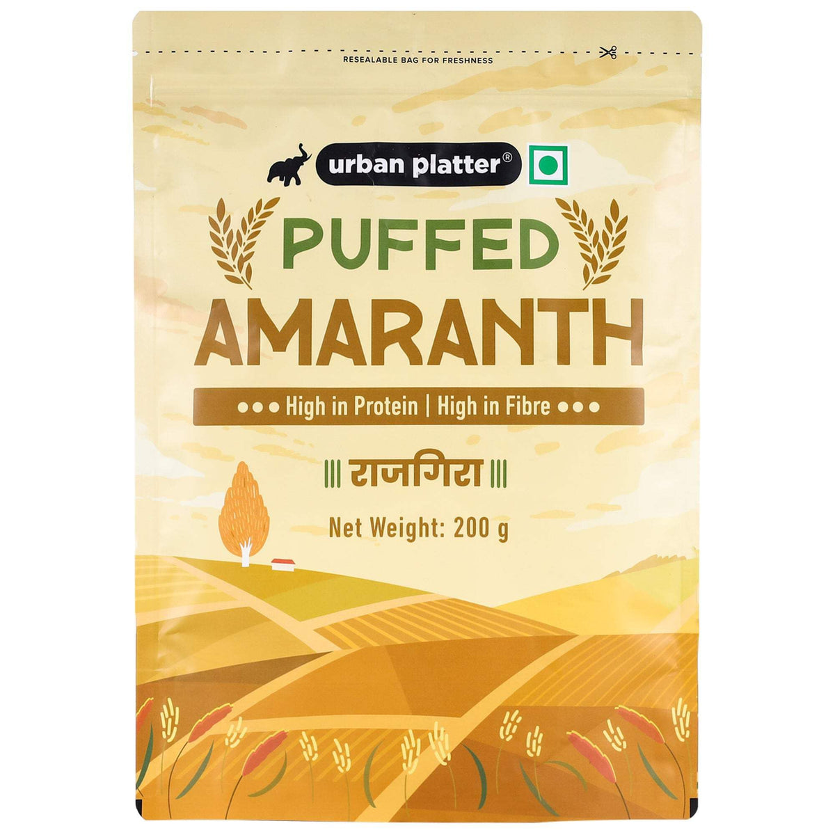 Urban Platter puffed amaranth packaging highlights gluten-free goodness